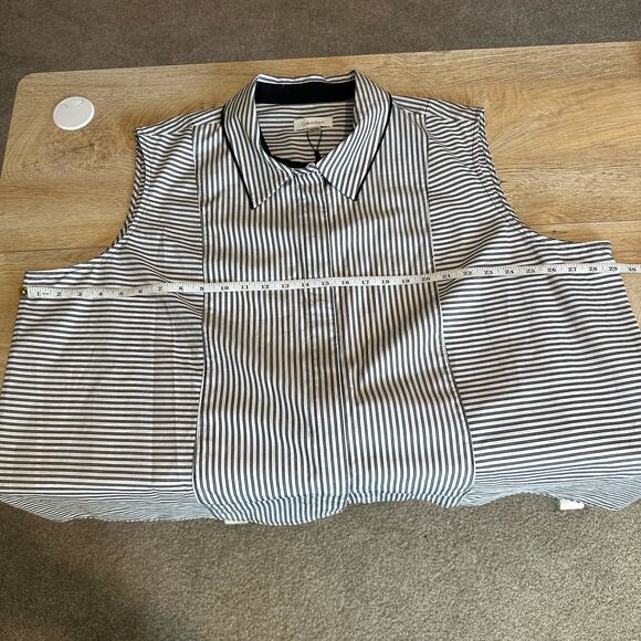 Calvin Klein Striped Button Front Sleeveless Collared Shirt 3X - Picture 8 of 9